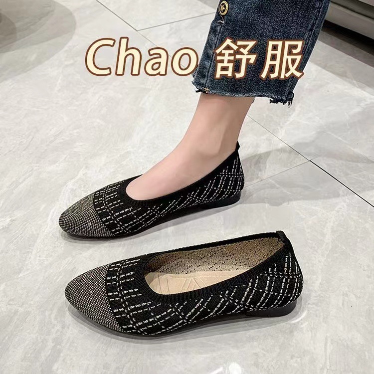 2025 New Summer Cloth Shoes Breathable Hollow Mesh Women's Shoes Comfortable and Soft Sole Designer Casual Flat Shoes Splicing Pointed Braided Sh