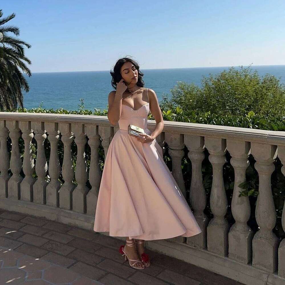 Suninheart Summer Flare Midi Elegant 2025 New Arrivals Spaghetti Strap Bustier Dress Women