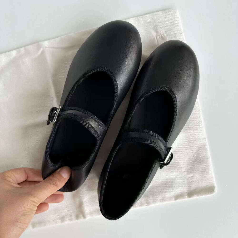 Genuine Leather Soft Surface Round Toe Flat Ballet One-Strap Mary Jane Women's Granny Single Shoes Spring Summer Style