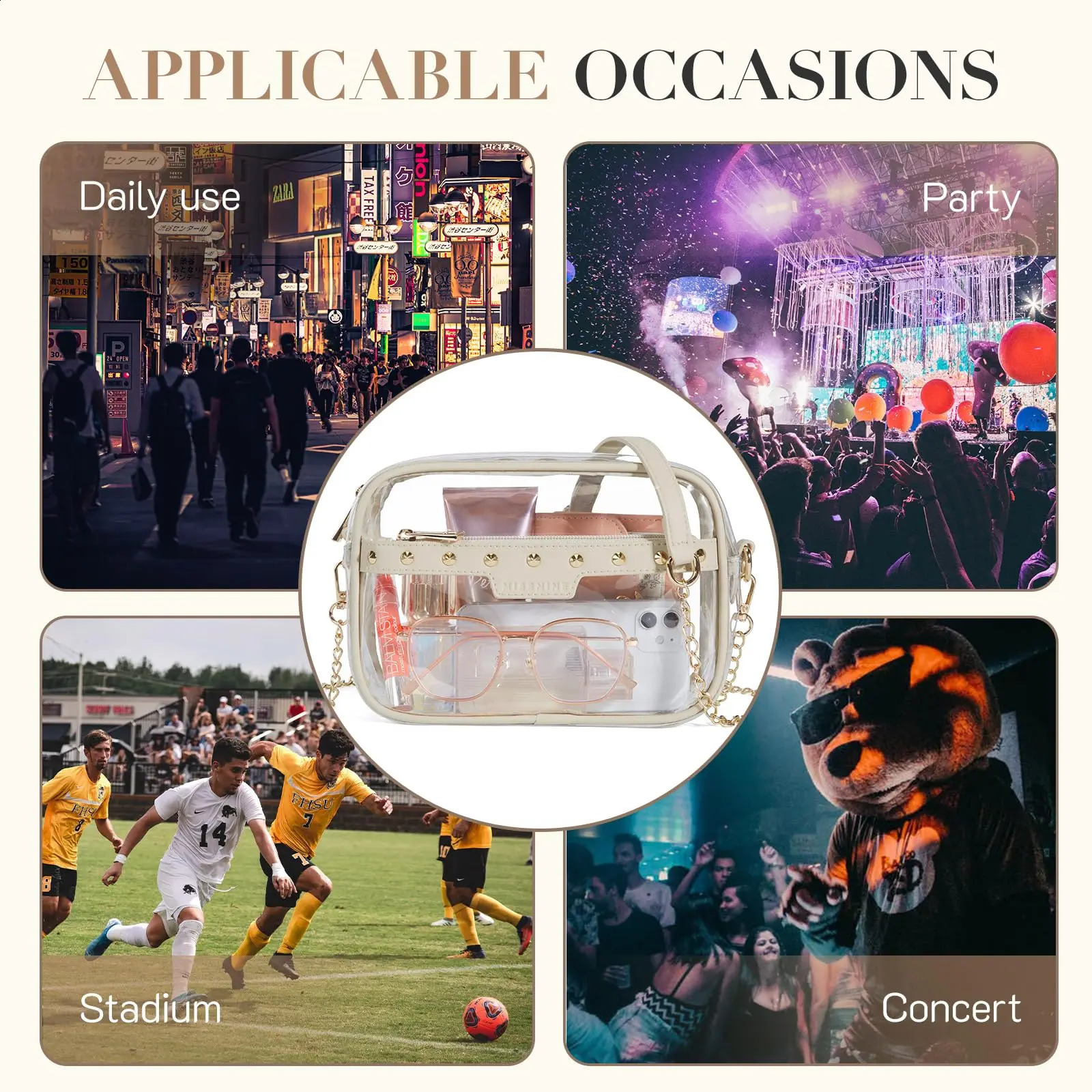 Clear Bag for Stadium Events Small Crossbody Purse Women PVC Approved Concert Sports Festivals 250528