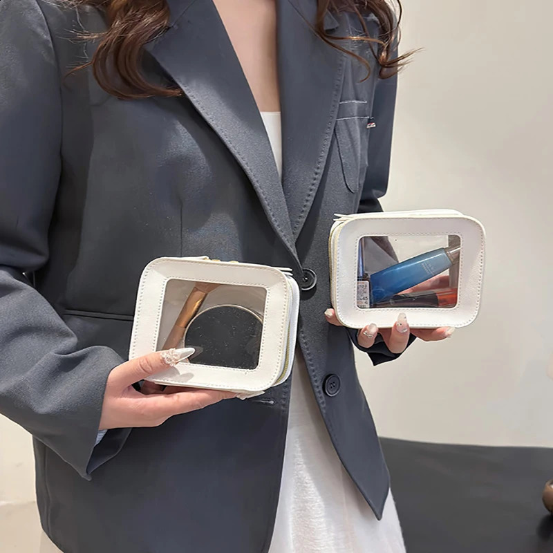 Small Cosmetic Bag Mini Makeup for Purse Square Zipper Waterproof Toiletry Cute Clear Pouch Travel Organizer Case Clutch 250528