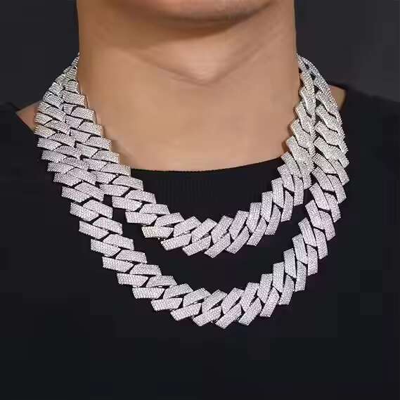 16mm Handmade 10k Gold Moissanite Diamond Studded Iced Cuban Link Chain Stylish 16mm Mens Womens Hip Hop Necklace