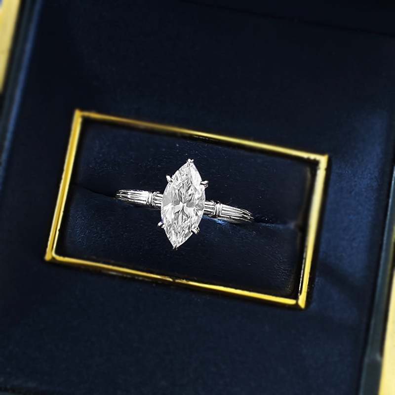 2025 Choucong Brand New Wedding Rings Vintage Jewelry Soild 100% 925 Sterling Silver Marquise Cut White Moissanite Eternity Women Engagement Band Ring