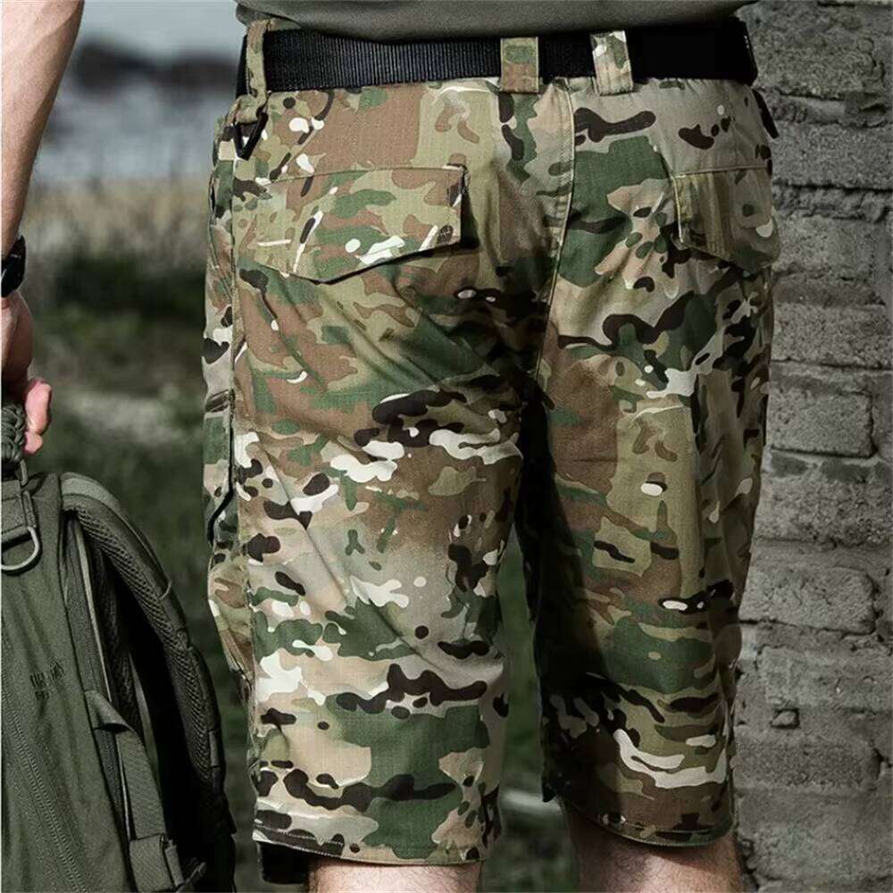 Summer Waterproof Tactical Flat Bottom Hunting Clothes Cargo Shorts Camouflage Men's Pants