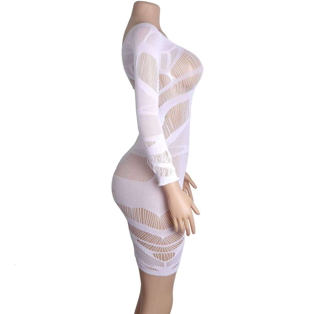 Sheer Nightclub Dress Luminous Fishnet Sexy Performance Outfit Exotic Dance Wear Underwear Women Rave Costume
