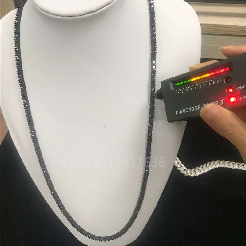 Custom Tennis Necklace 3mm 4mm 5mm One-side Clasp Black Moissanite Diamond Tennis Chain