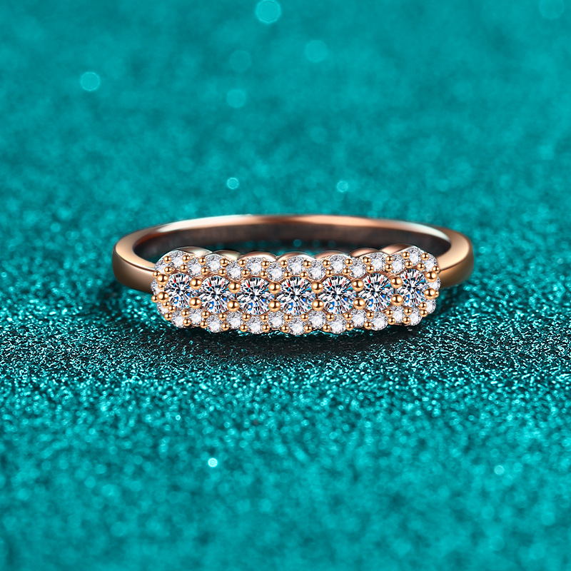 S925 Sterling Silver Champagne Gold Moissanite Ring, Minimalist Design for Women, Elegant Luxury Ring for Daily Wear