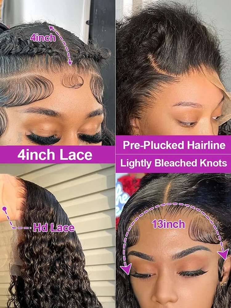 250 Density 13x6 Hd Afro Kinky Curly Wig 100% Human Hair 13x4 4c Edges Frontal Deep Wave Curly Synthetic Lace Front Wigs For Women on sale