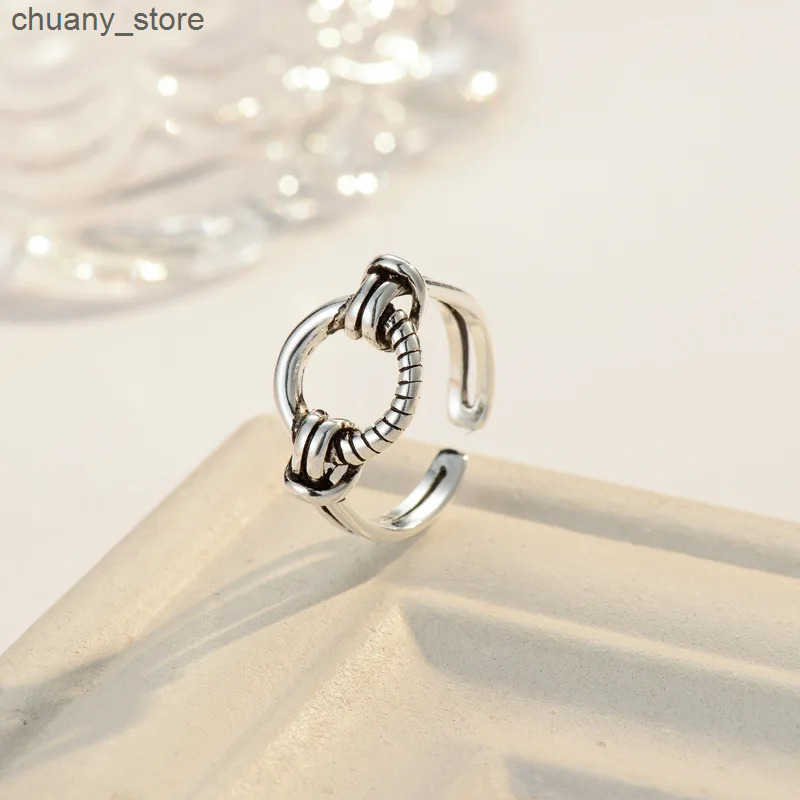Retro Style 925 Sterling Silver Geometric Open Rings For Women Vintage Jewelry Accessories z250529XON6