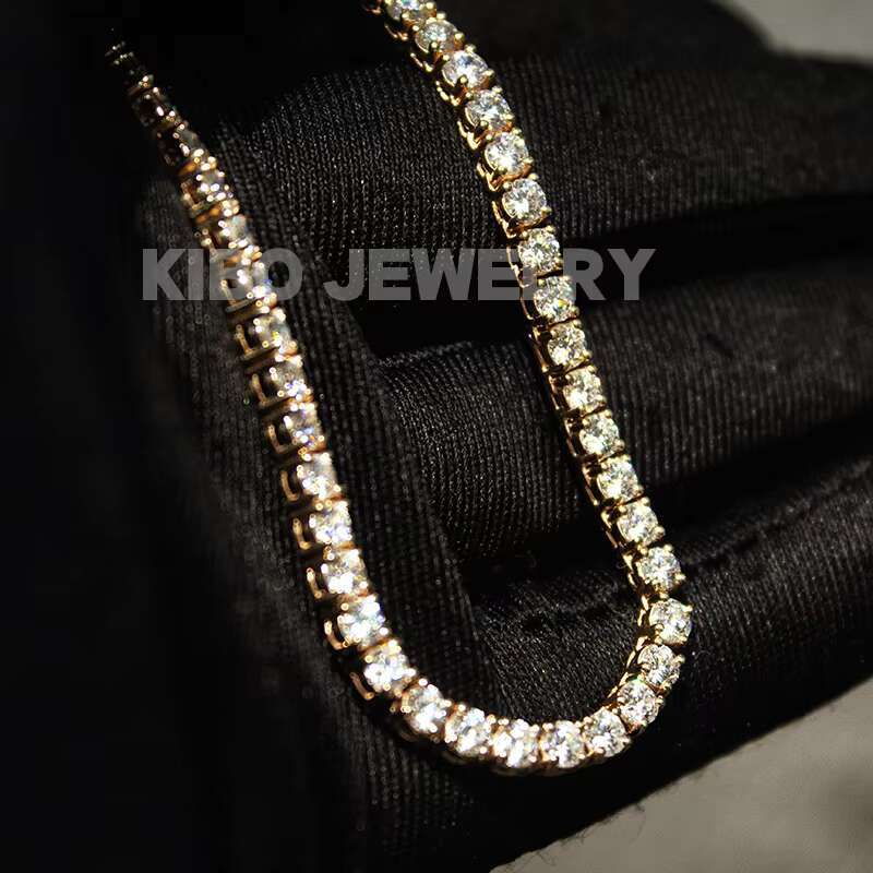 Hip Hop Jewelry Iced Out VVS1 LAB Diamonds Necklace 4mm 14K Solid Gold Chinas Lab Diamond Tennis Chain
