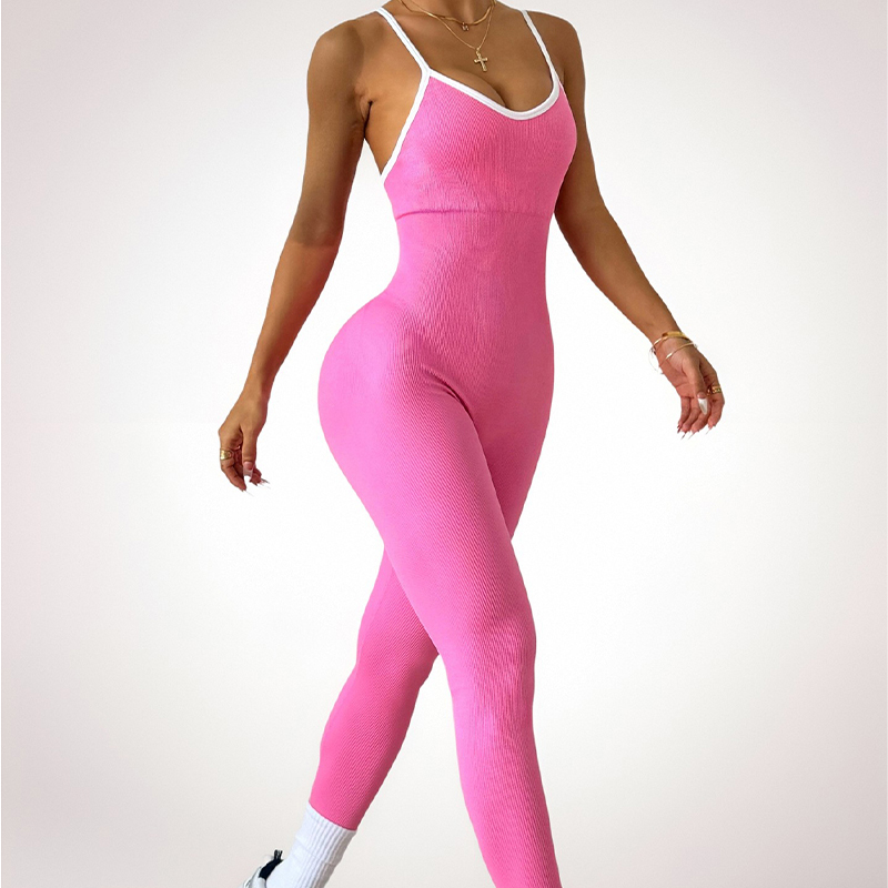Breathable Womens Workout Jumpsuit Crossback Design with Crisscross Strap Support for Seamless Movement During Fitness Activities