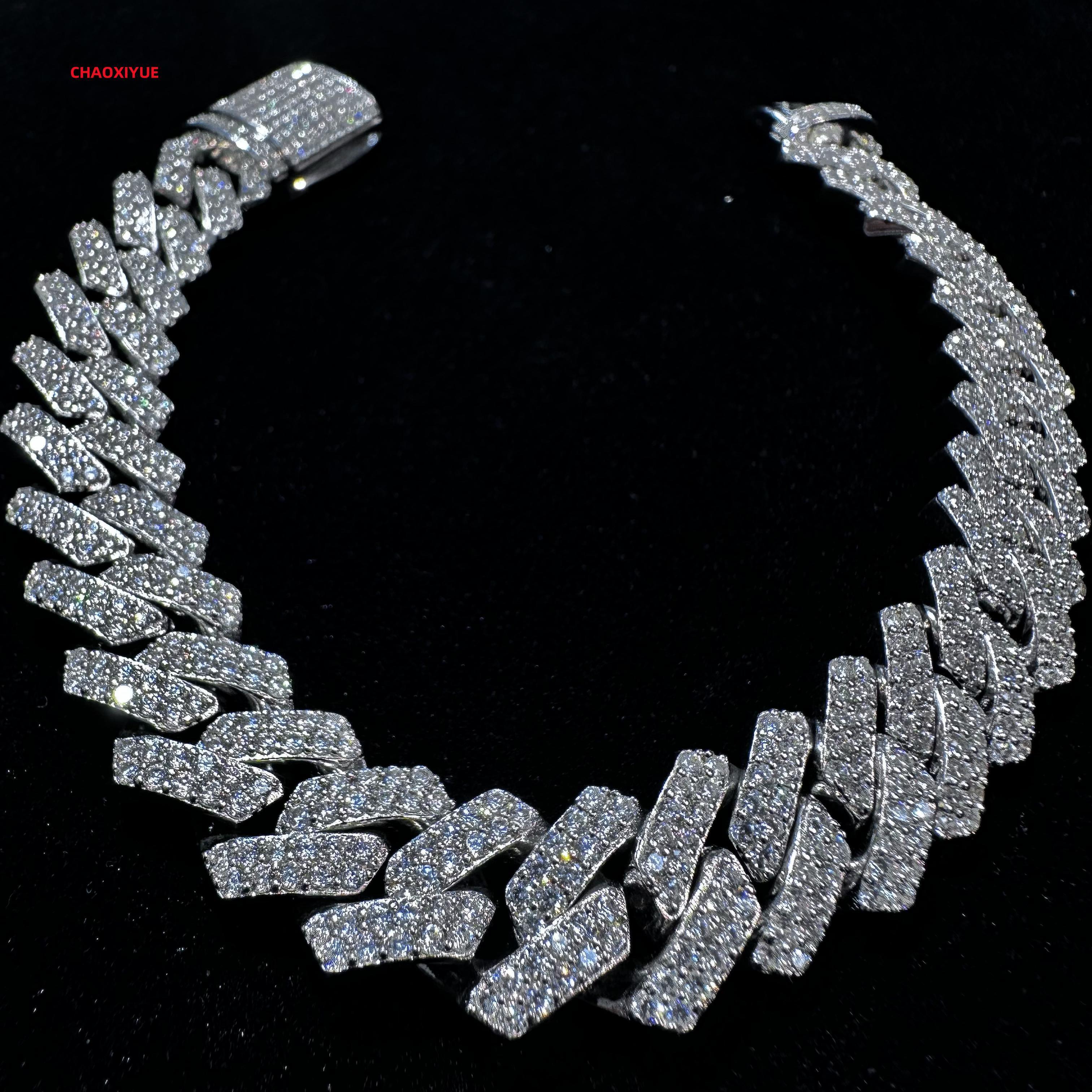18mm Customizable Double Row Cuban Link Chain Hip Hop Mens Rapper Diamond Pendant Necklace VVS Moissanite Available 18MM
