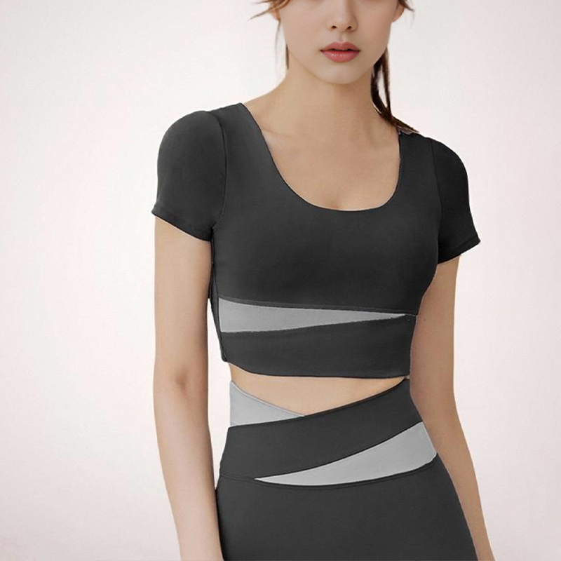 Womens Fitness Ensemble: Sleeveless Sport Bra & Elastic Waistband Tights Rapid Drying Textile with Uninterrupted Flexibility