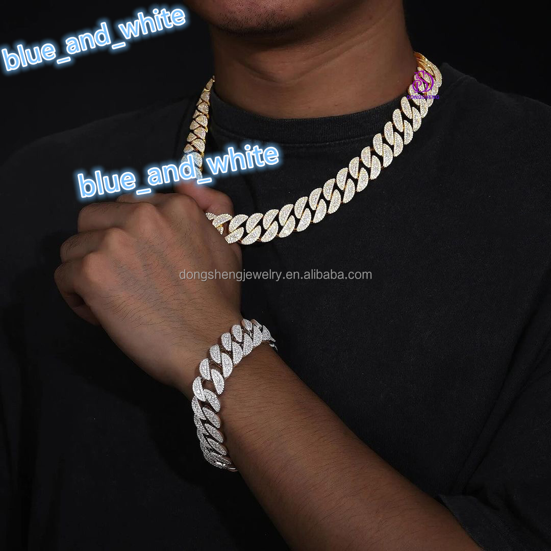 18mm Vvs Moissanite Cuban Necklace Fast Shipping Iced Out 925 Sterling Silver Link Chain Hip Hop Jewelry