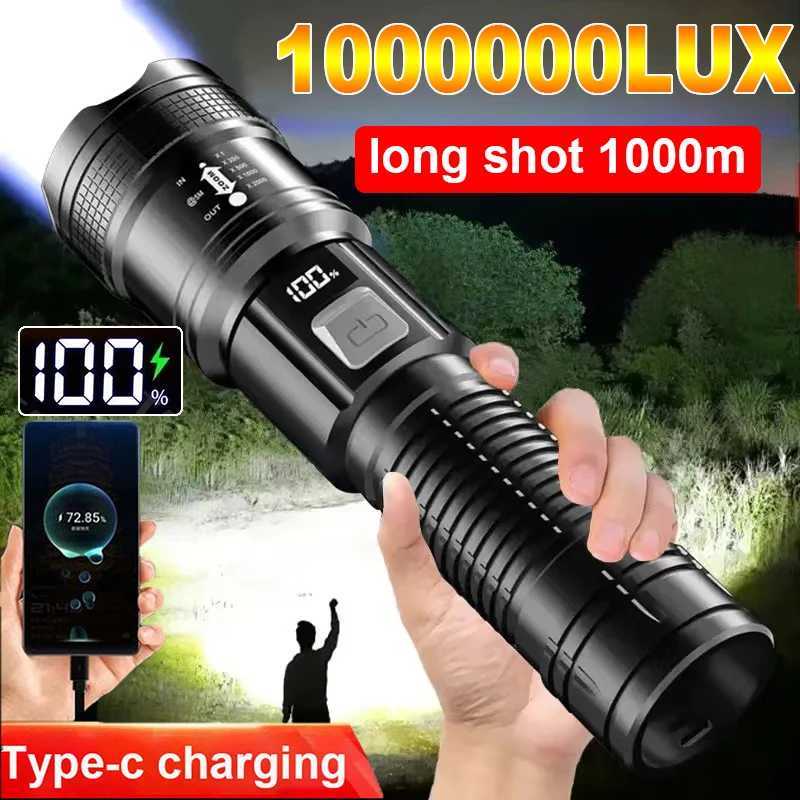 Portable Rechargeable LED Flashlights High Power Military Tactical Flashlight Telescopic Zoom Torch Lamp Outdoor Camping Fishing XJ250529