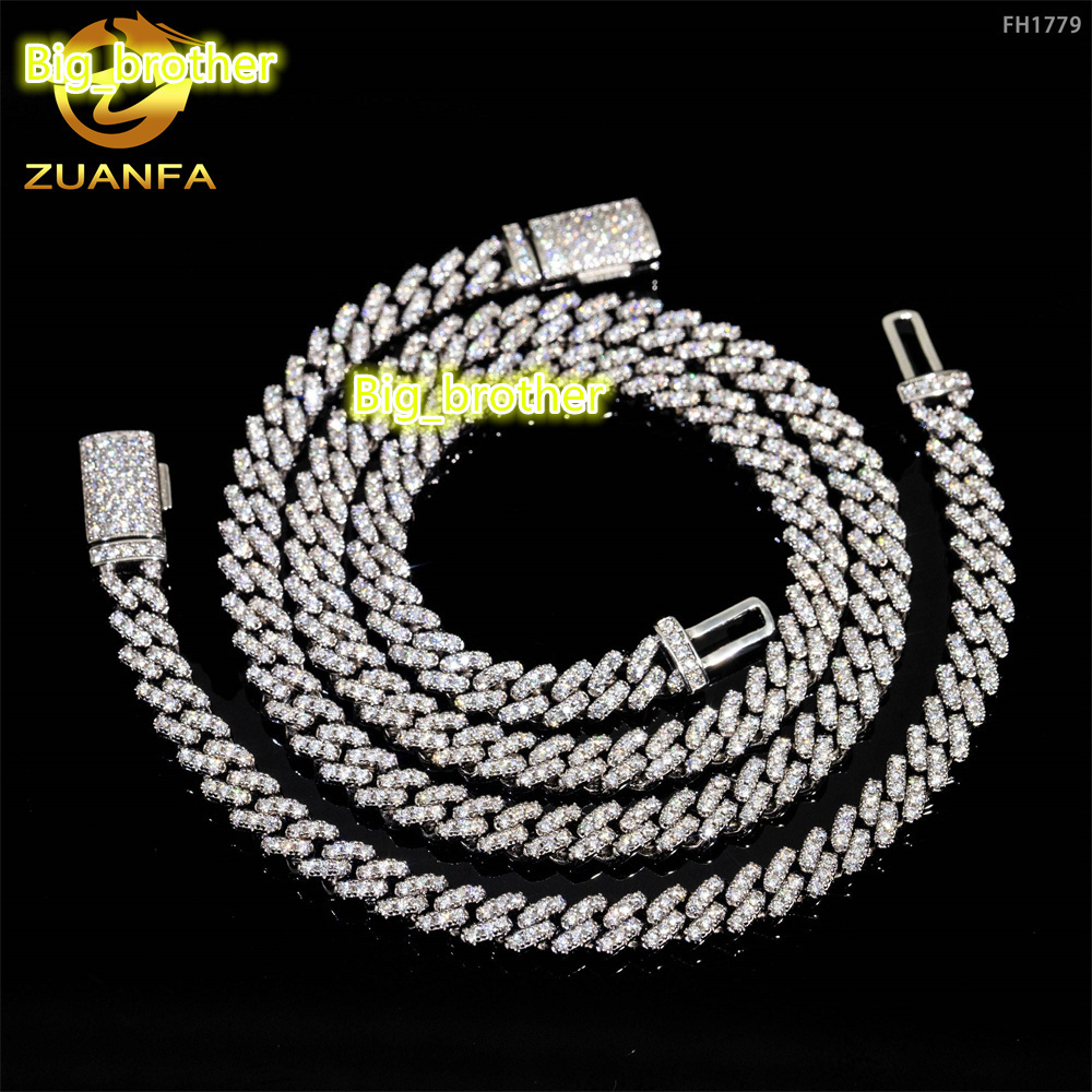 Pass Diamond Tester 6mm 925 Sterling Silver Hip Hop Iced Out Vvs Moissanite Diamond Cuban Link Chain