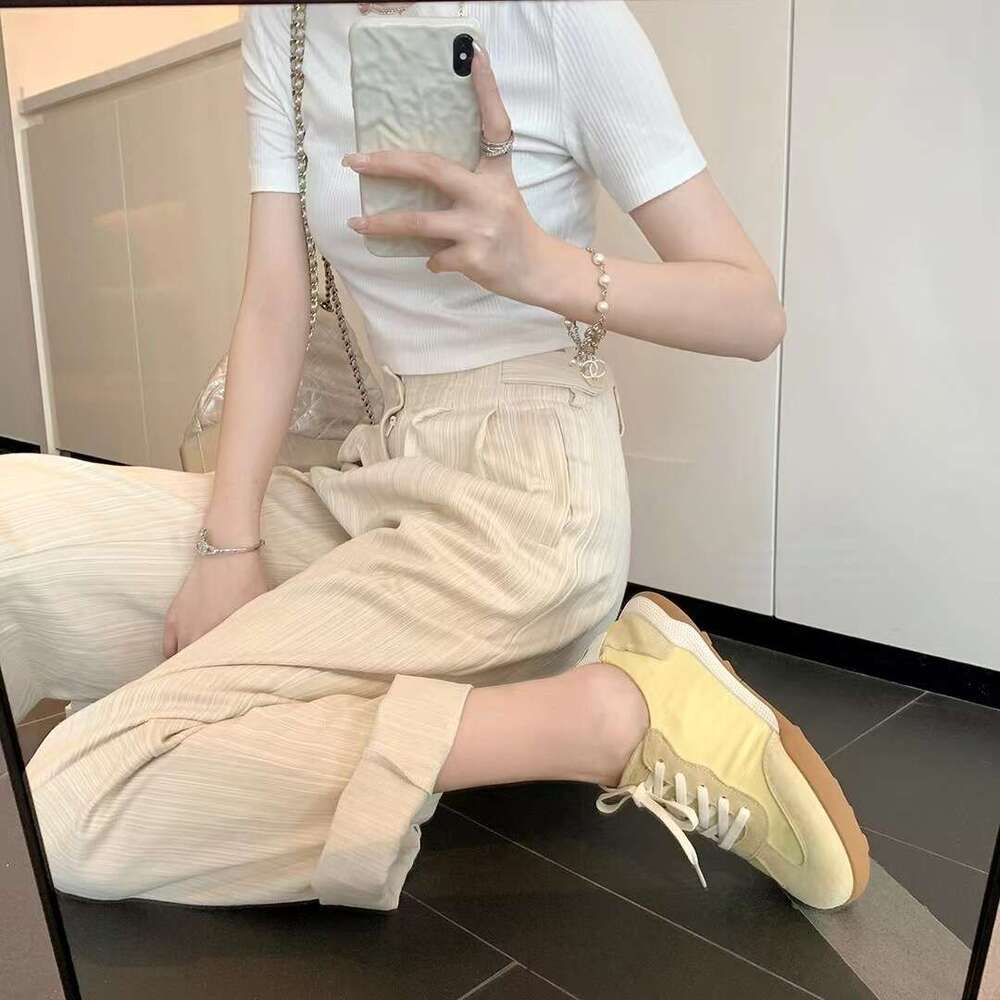 Su Yinyin Same Style Genuine Leather Casual Sports White for Women Autumn New Agan German Training Flat Shoes