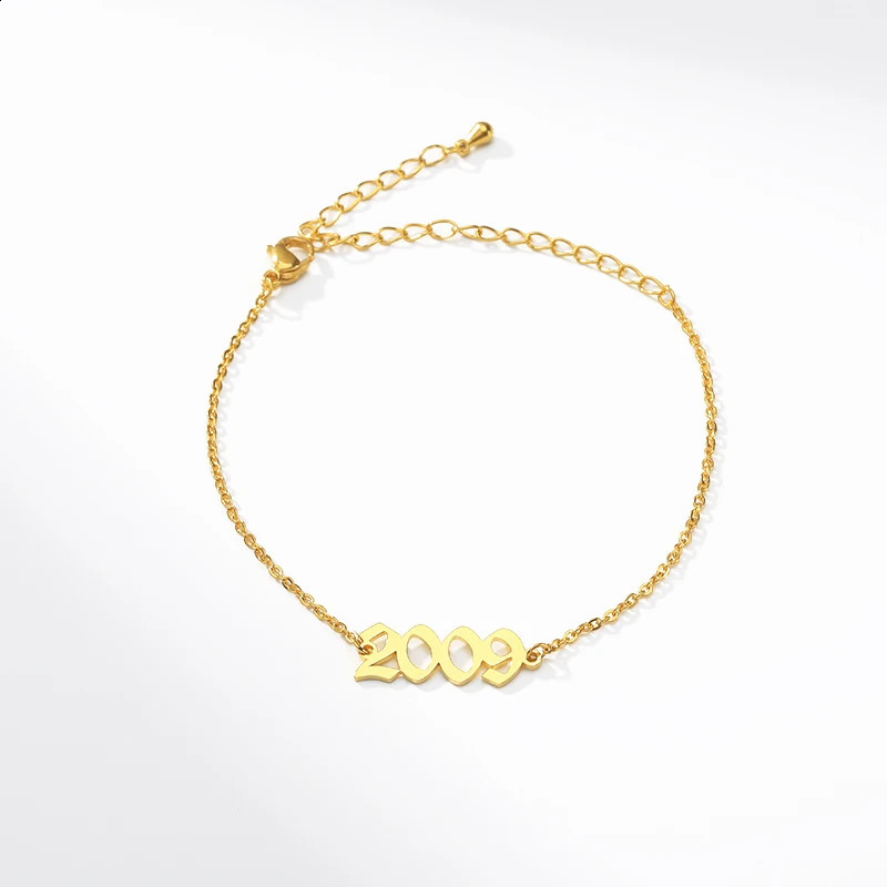 Custom Number Anklets Women Men Gothic Jewelry Personalized Date of Birth Year Anklet Bracelet Old English Font Bizuteria Damska 250526