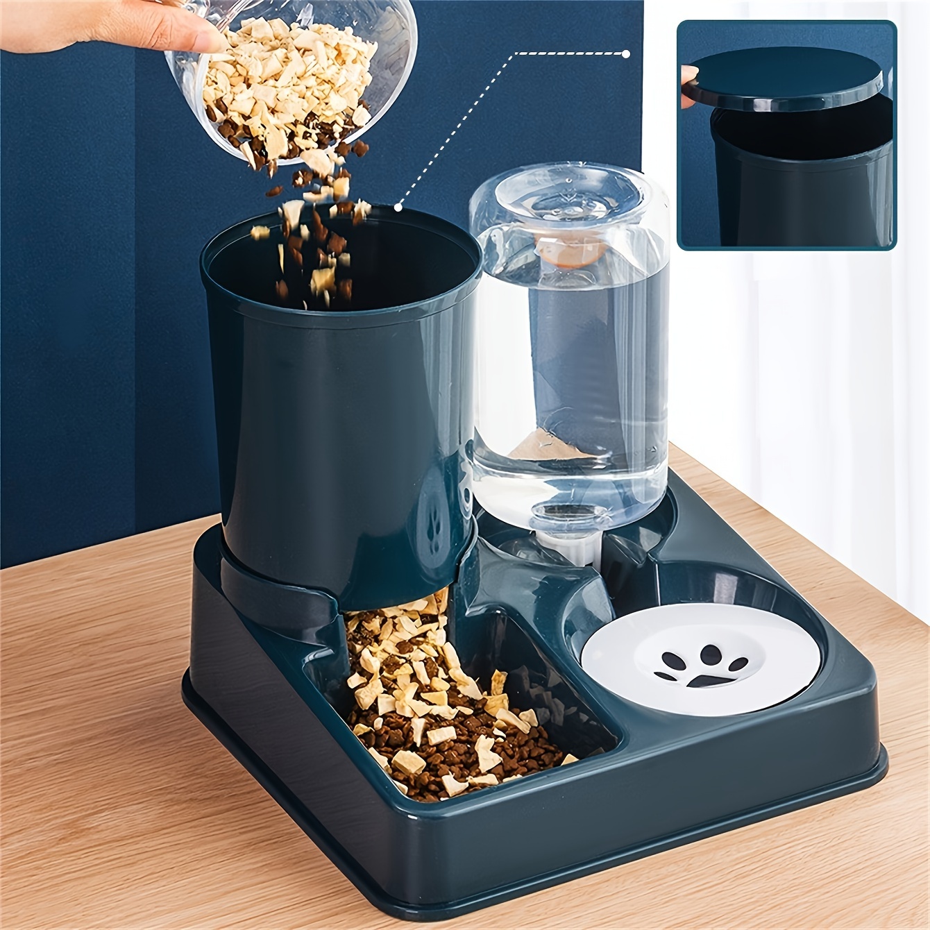 2in1 automatic pet feeder and water dispenser non slip base dual bowl design suitable for cats and small dogs