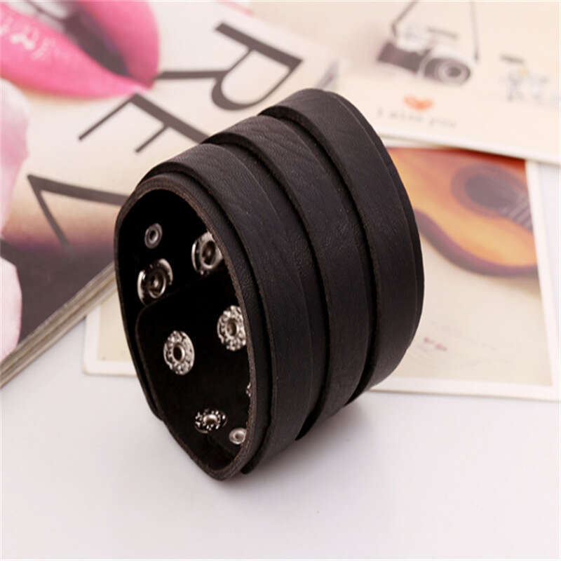 Genuine Leather Punk Unisex Style Cowhide Bracelet