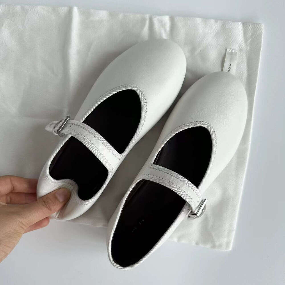 Genuine Leather Soft Surface Round Toe Flat Ballet One-Strap Mary Jane Women's Granny Single Shoes Spring Summer Style