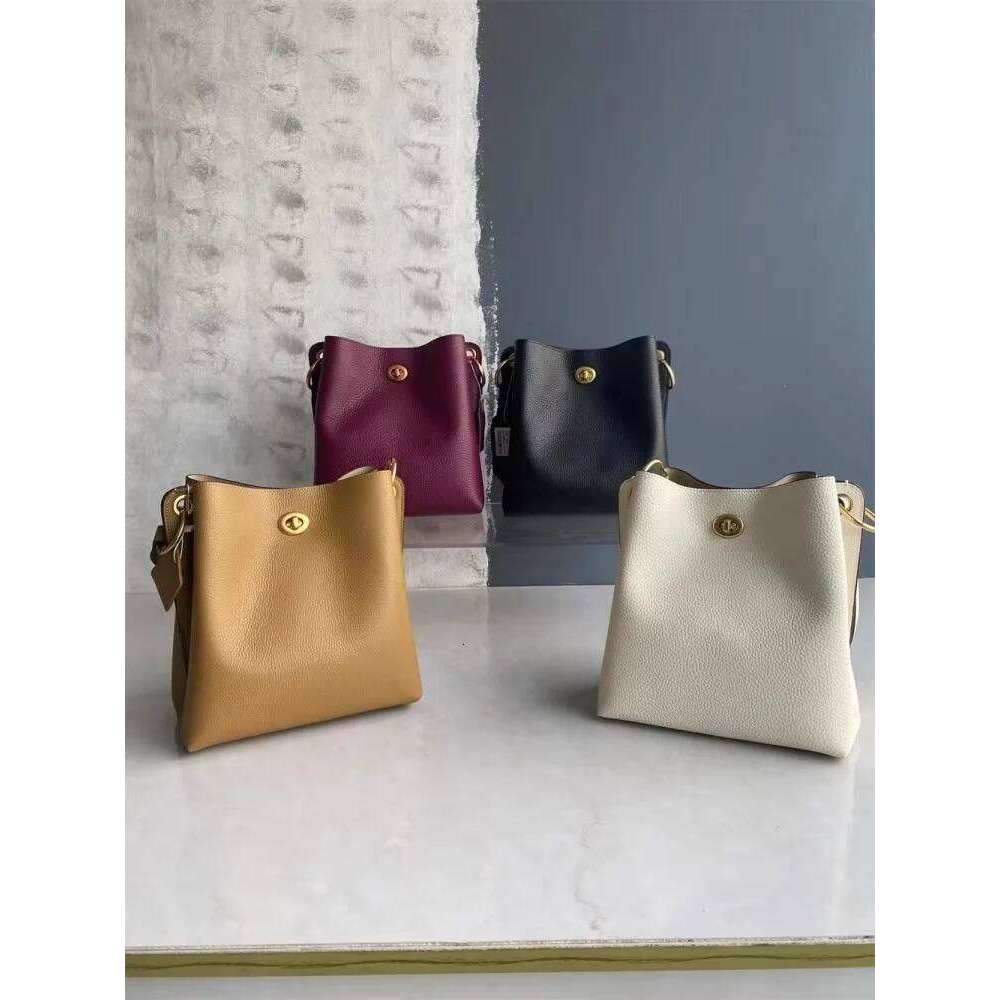 New Cowhide Genuine Leather Handbag Fashion Office Ladies Elegant Single Shoulder Crossbody Bag Women Large Capacity Bucket Bags