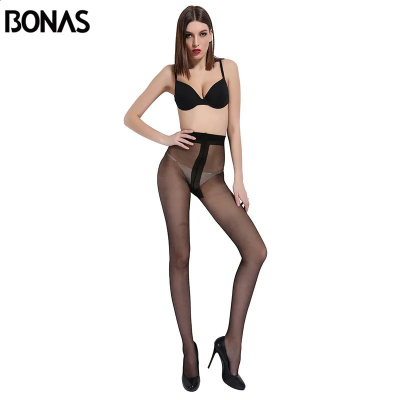 BONAS 15D Tight Nylons Thin Pantyhose Tear Resistant Nylon Panty T Crotch Sexy Fashion Female Stockings Europn Size 250526