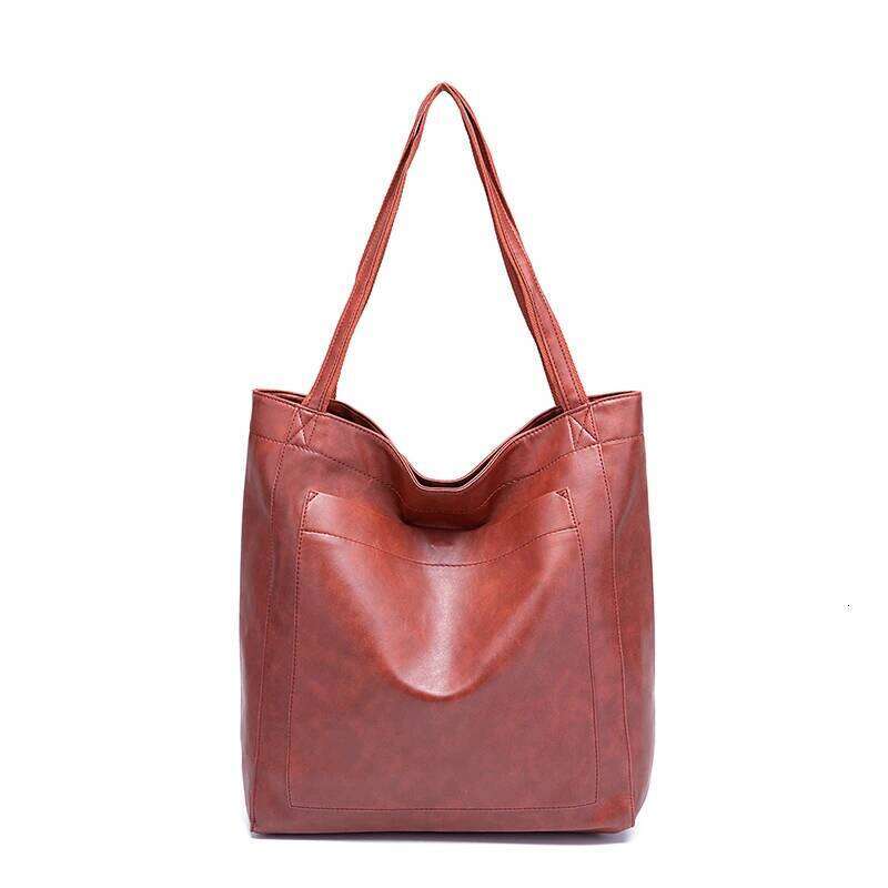 Large Capacity Tote Fashion Retro Faux Leather Shoulder Bag, Women's Simple Versatile Casual Handbag & Purse
