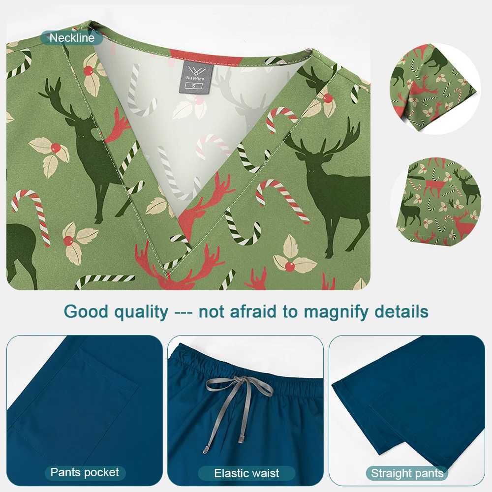 Beauty Sn Workwear Surgical Uniforms Women Medical Nurse Clinical Scrubs Tops+Pant Set Spa Doctor Nursing Suit Unisex Uniform W250625