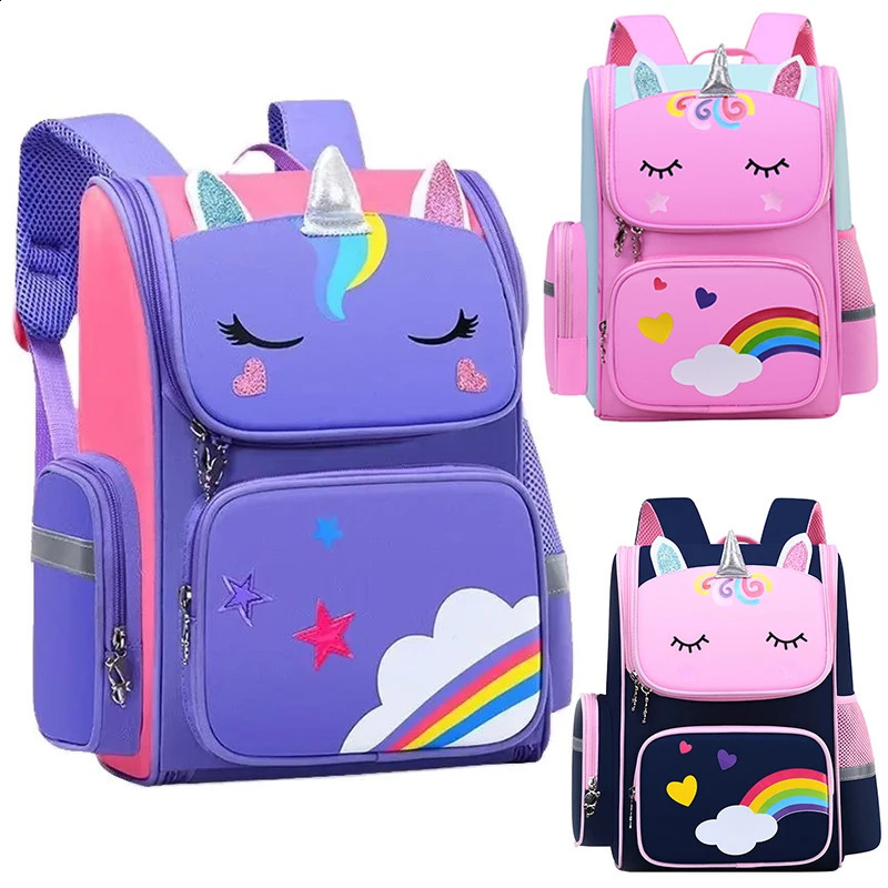 Kid Backpack for Girl Unicorn Children Bookbag Rainbow Eyes School Bag Teen Girl Backpack for Traveling Waterproof Mochilas 250529