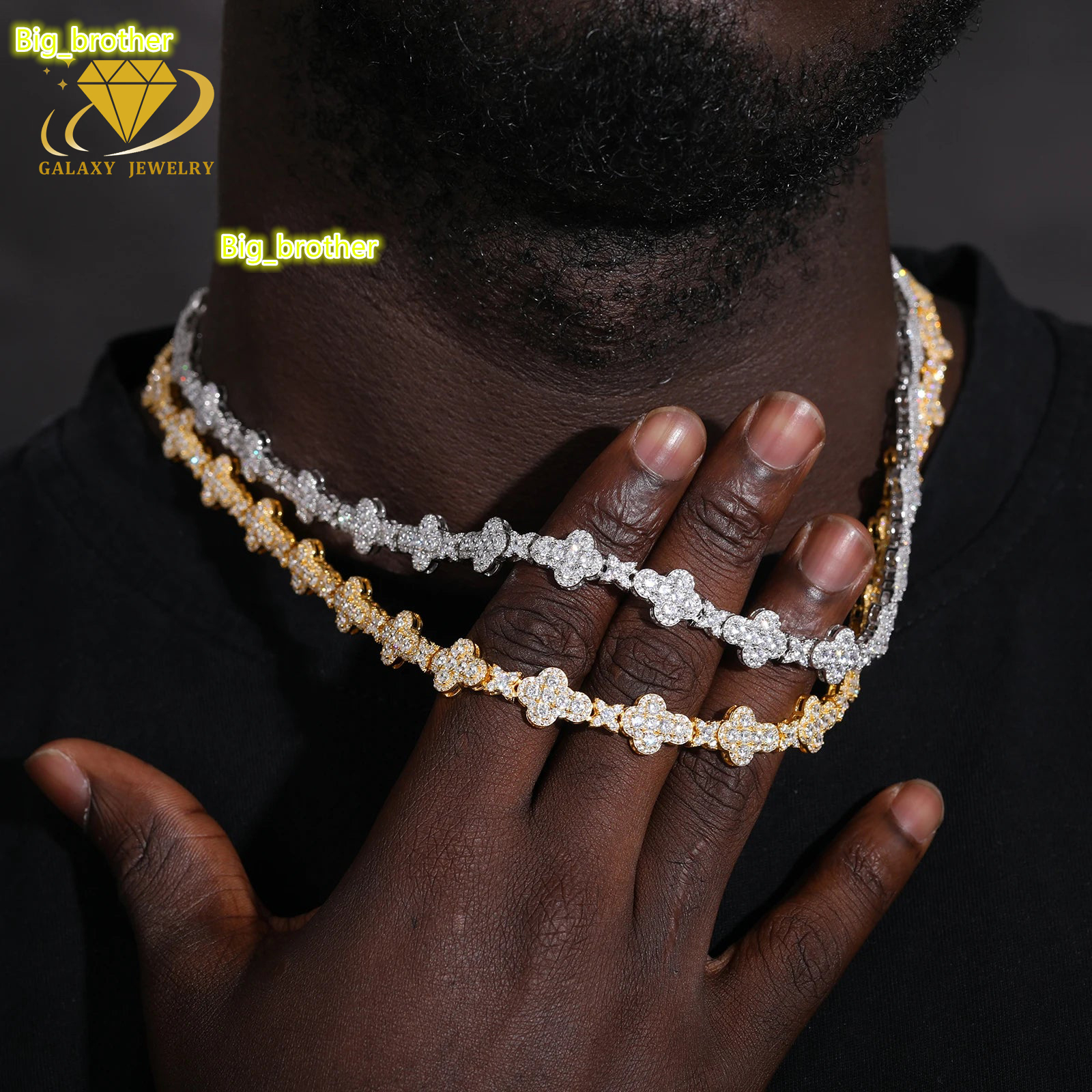 MenS Hiphop Crosses Necklace Diamond Cuban Link 925 Silver Chain Gold Plated Religious Style Moissanite Cuban Chain With Cross