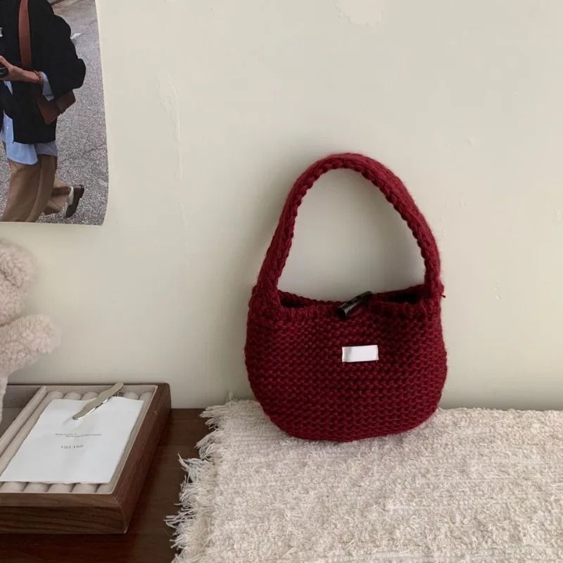 Summer Fashion Handwoven Handbag Knitted Crochet Beach Shoulder Bag Hollow Womens Knitted 250528
