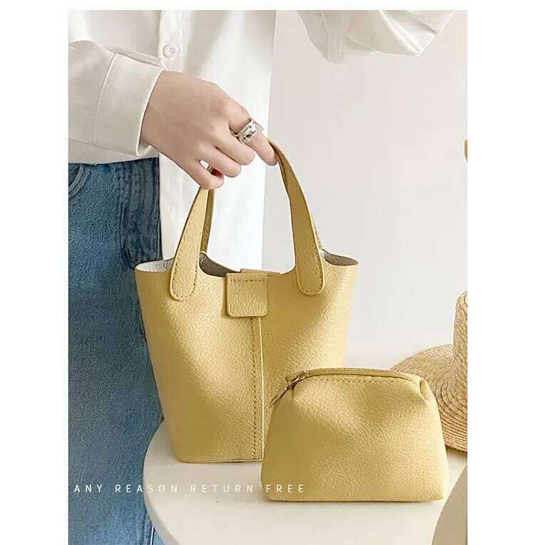 Soft Leather Handbag New Trendy Leisure Bucket Versatile Single Shoulder Crossbody Bag