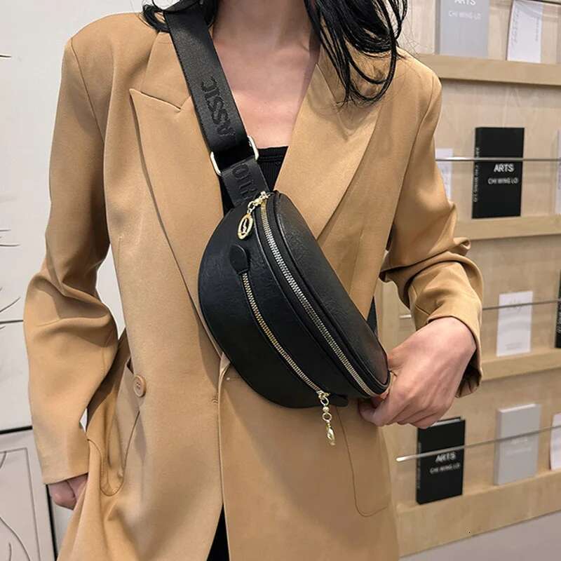 Casual Waist Fashion Lady Fanny Pack and Phone Packs Soft Leather Belt Bags Woman Travel Shoulder Crossbody Chest Bag Purse