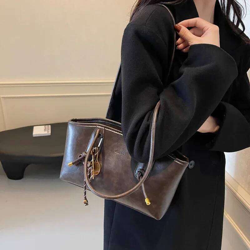 PU Leather Shoulder Bags For Women 2025 Spring Y2K Trend Female Crossbody Lady Handbags And Purses Retro Tote Bag