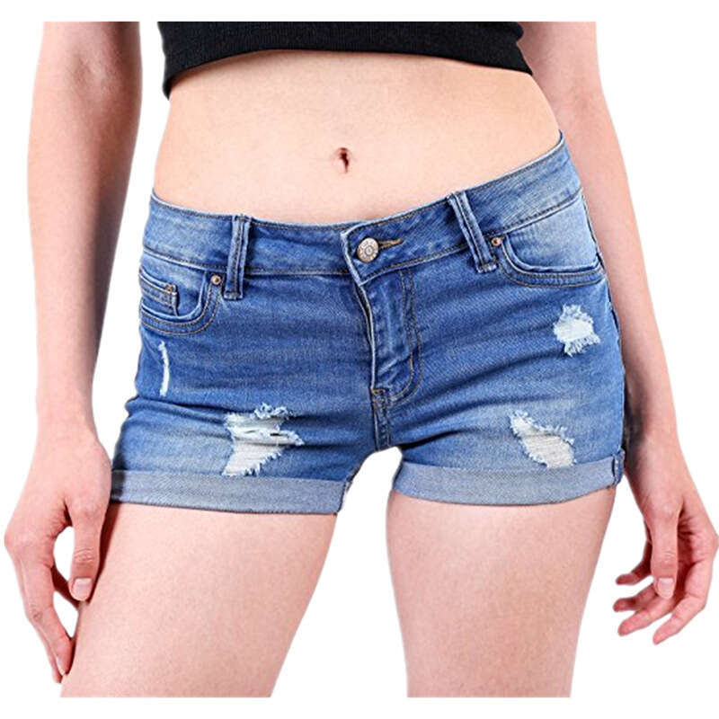 Shorts Women Denim Shorts Spring Ripped Cuffed Hem Denim Shorts Low Waist Jeans For Women Jean Shorts