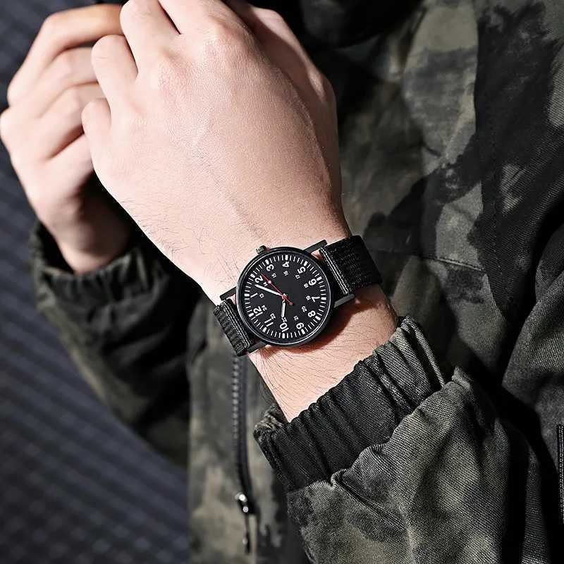 YIKAZE Military Mens Watches Luminous Shock Resistant Men Sports Watches Canvas Strap Simple Outdoor Quartz Wristwatch for man W250529