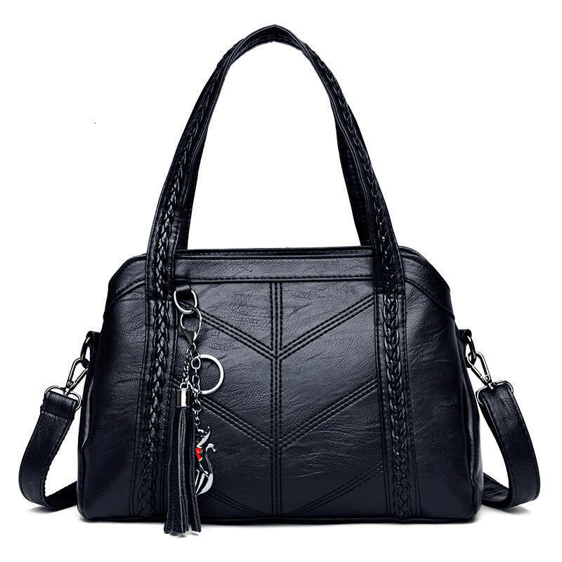 New Woven Tote For Women Trendy Large Capacity Mom Tassel Handbag Shoulder Crossbody Bag B5