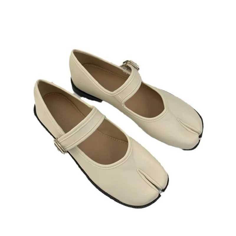Flats Split Toe Shoes Plus Size 42 Loafer Brown Shoes Black Leather Wen Mary Janes Tabis Z250529