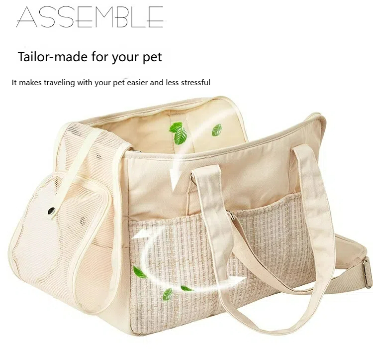 Stylish Foldable Pet Carrier Bag - Travel Tote for Small Dogs & Cats - Breathable & Portable Puppy Kitten Travel Crate with Shoulder Strap & Storage P