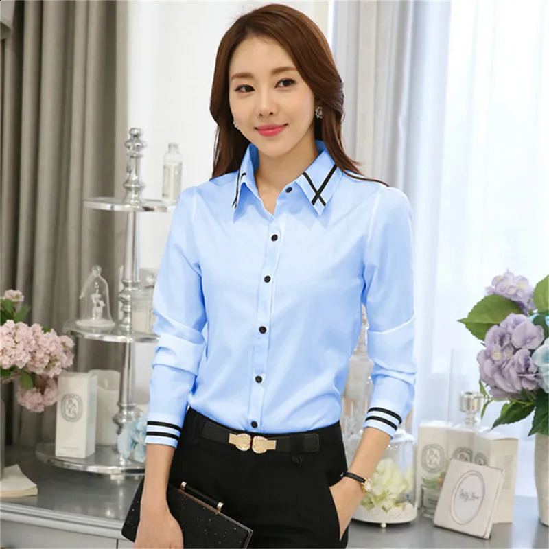 Korean Fashion Women Shirts White Shirt Women Long Sleeve Shirts Tops Office Lady Basic Shirt Blouses Woman Blouse Spring Autumn 250529Z