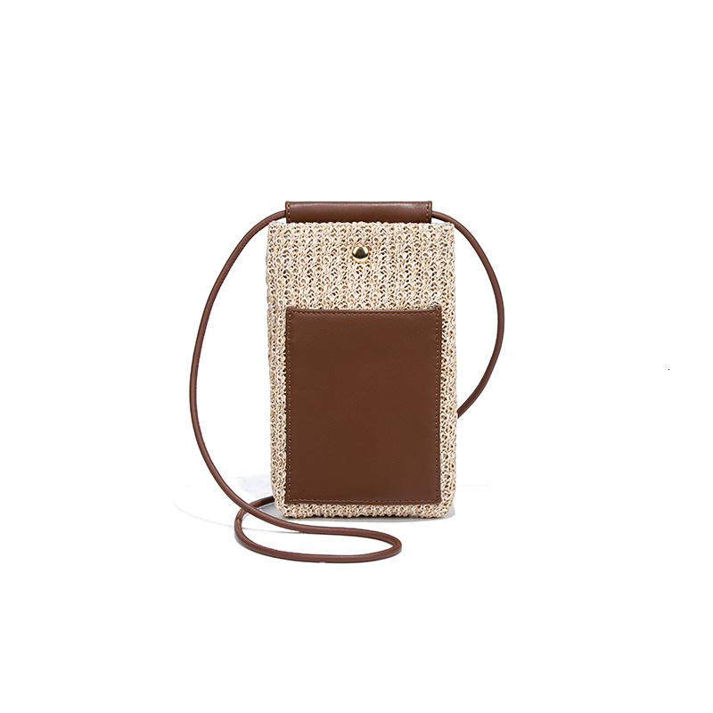 2025 Summer New Raffia Phone Fresh Versatile Shoulder Crossbody Vertical Fashion Coin Purse Small Bag