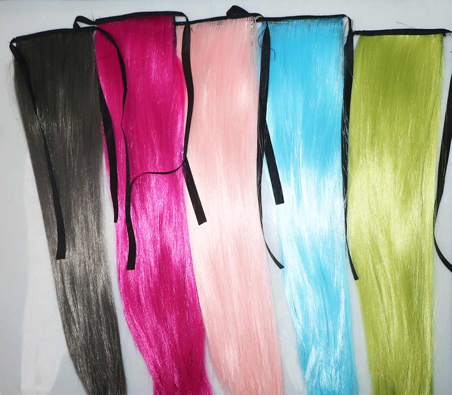 Single color straight hair chemical fiber bandage ponytail extension high temperature silk hair extension factory wholesale hair accessories