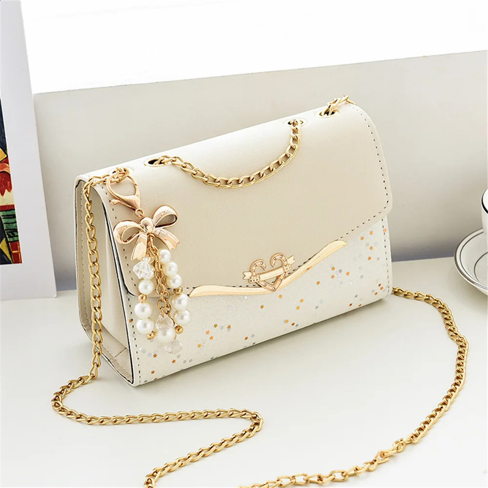 Fashion Messenger Bag Women Trendy Sequin Single Shoulder Bags Mobile Phone Pouch Ladies PU Leather Handbag with Tassel Pendant 250528
