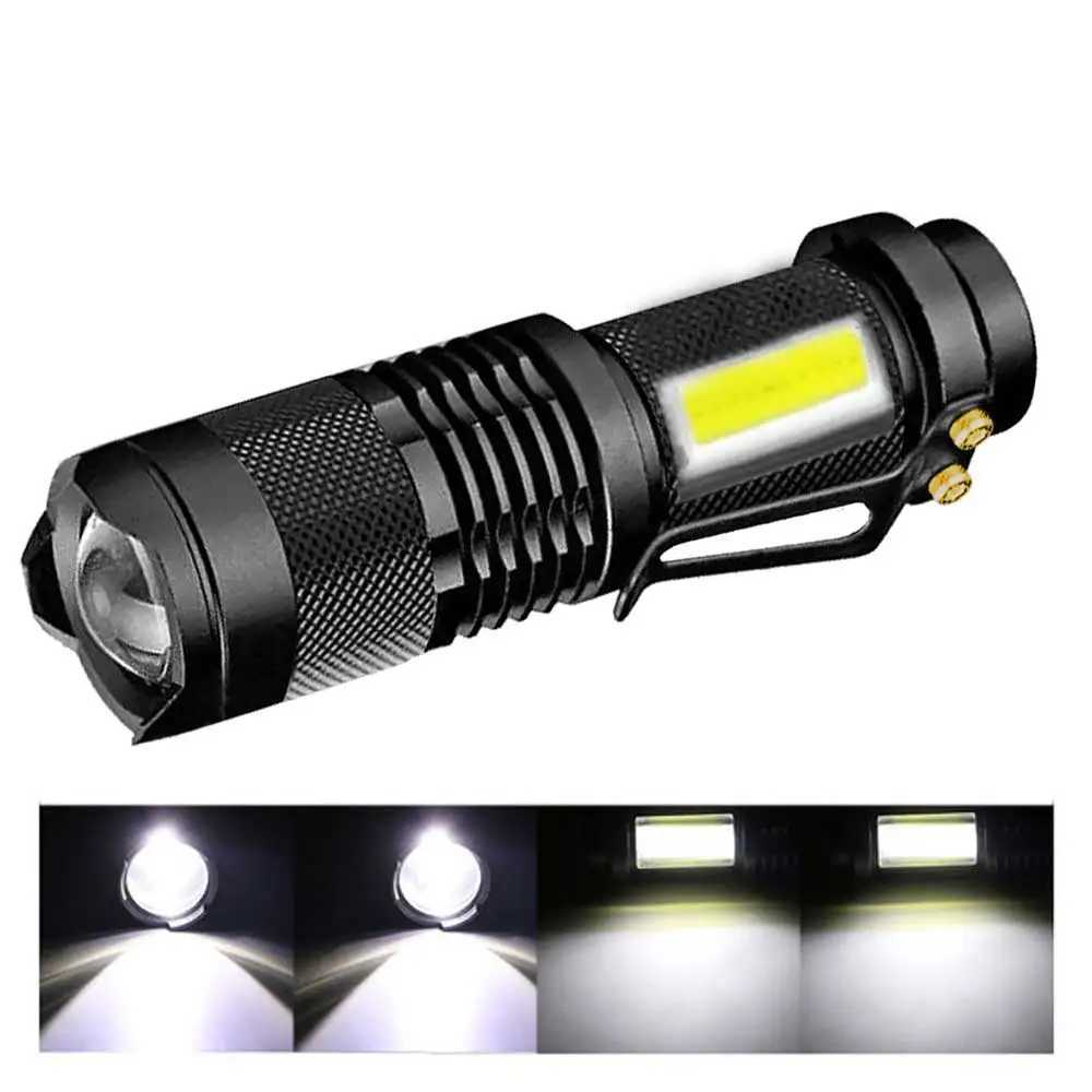 4 Modes Portable Working Flash lamp White LED Flashlight Zoomable torch flashlight Lighting lantern Use AA 14500 Battery Light XJ250529