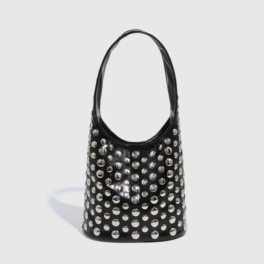 Women's Bags Designer Punk Rivet Bucket Bags For Women Handbag High Quality PU Leather Shoulder Bag NEW Clutch Small Shopper Purses Designer Tote