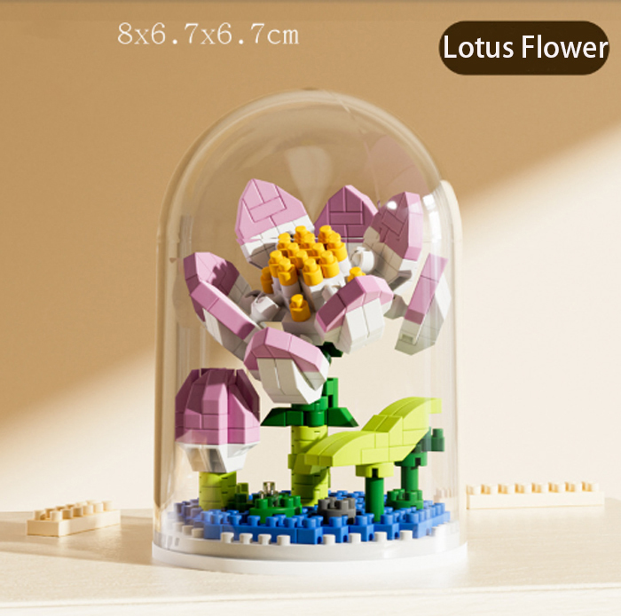 Building block flower toys puzzle assembly building blocks small particle girls flower bouquets gifts with box 02
