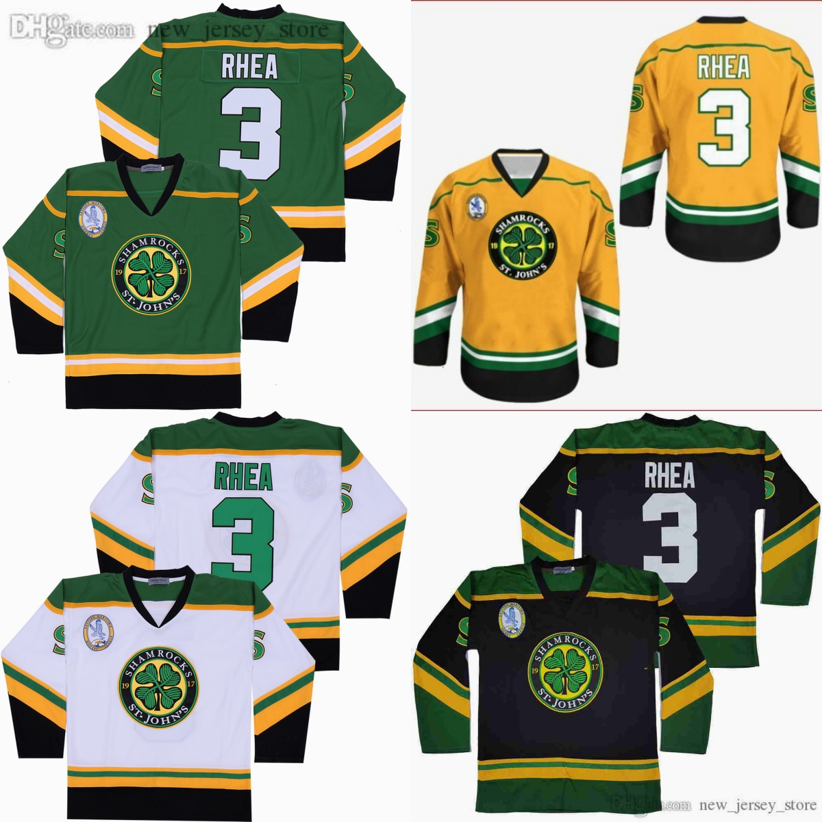 S-6XL Movie Throwback 1917 St John's Shamrocks Hockey 3 Ross Rhea Jersey Slap All Stitched Breathable Sport Sale High Quality Jerseys Ice Sport Classic Retro