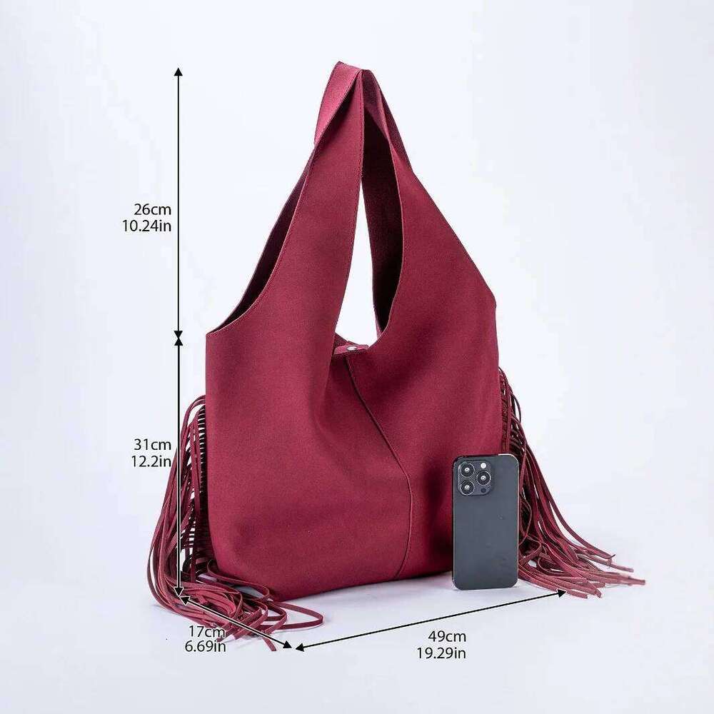 Women's Bags Designer NEW Long Tassel Shoulder Large Capacity Tote Faux Suede Handbag And Purses Half Moon Shopper Women Bag Cloud Bags