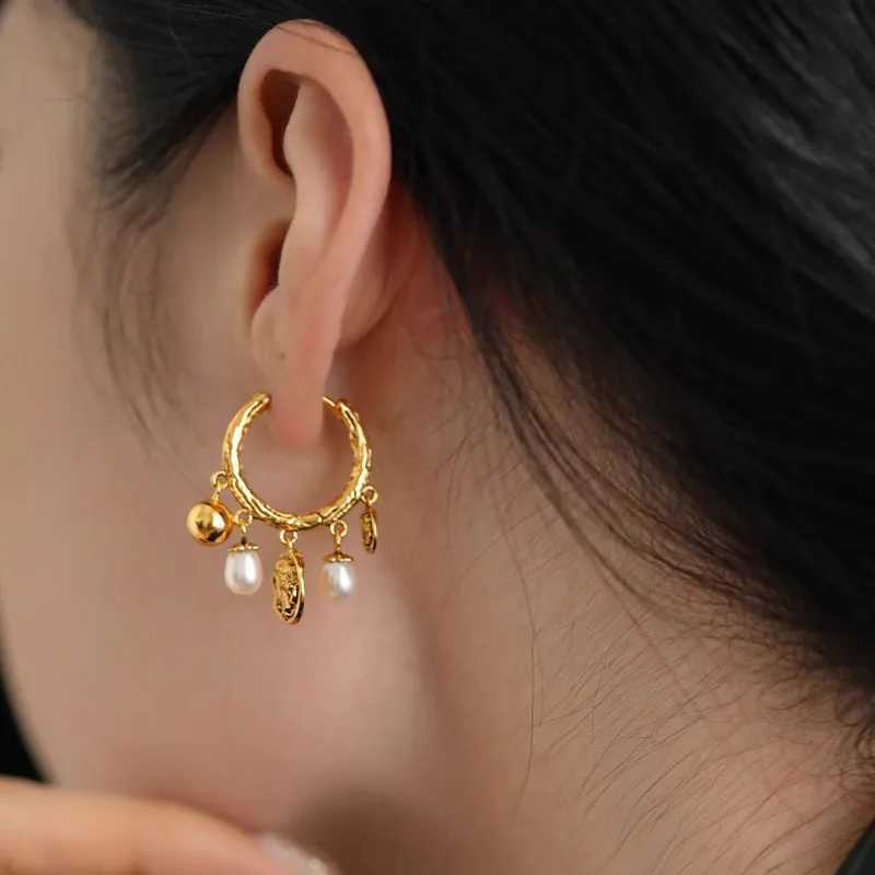 PONYKISS 925 Silver Pearl Bead Pendant Hoop Earrings for Women Minimum Vintage Fine Jewelry Round cessories L250527